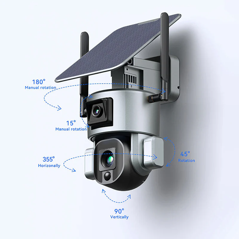 Solar Battery  4MP+4MP Dual-lens Network PTZ Camera with WIFI/4G - Image 3