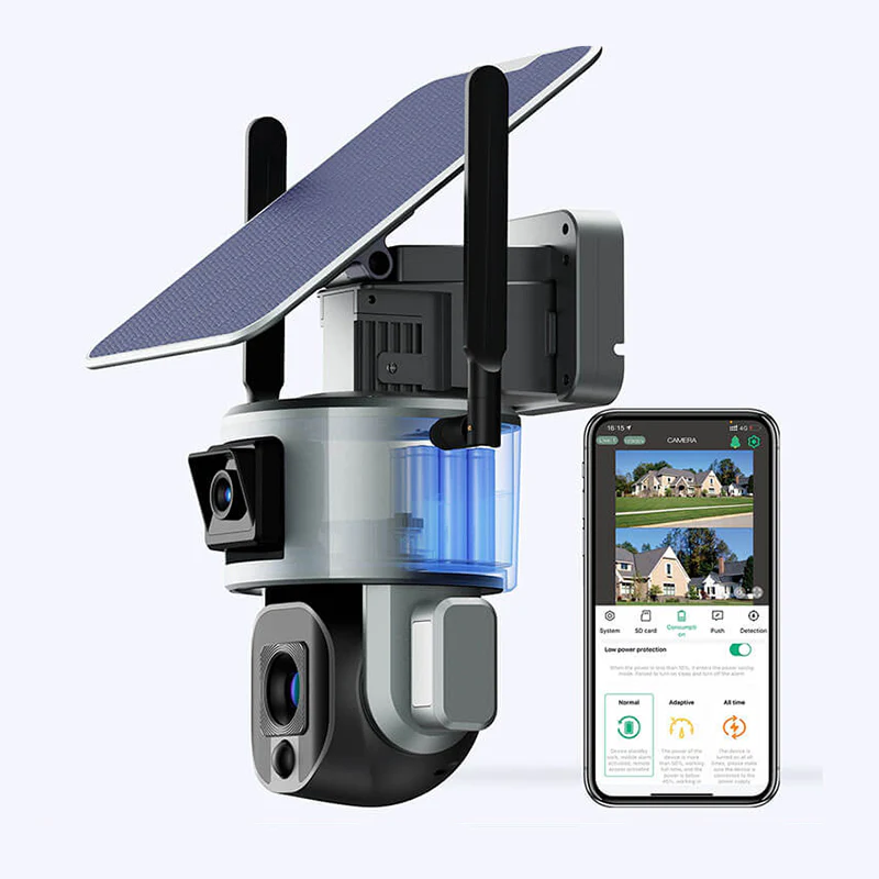 Solar Battery  4MP+4MP Dual-lens Network PTZ Camera with WIFI/4G - Image 4